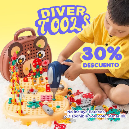 DIVER-TOOLS® | Juguete 2 en 1 Maleta y Juego de Herramientas.