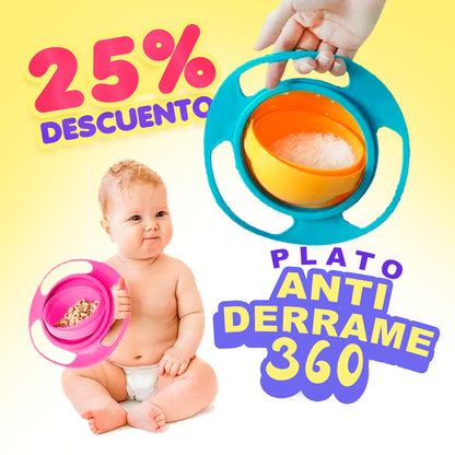 Plato Antiderrame 360° | Plato Giratorio Antiderrames Para Niños